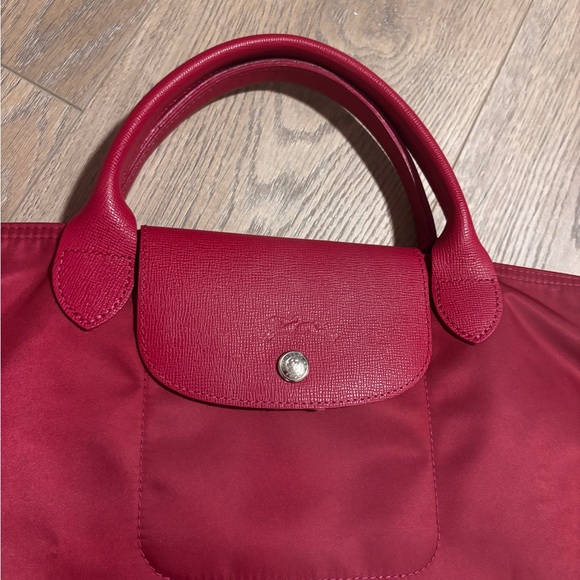 Longchamp Raspberry Nylon Tote Bag with Top Handles - Picture 4 of 4